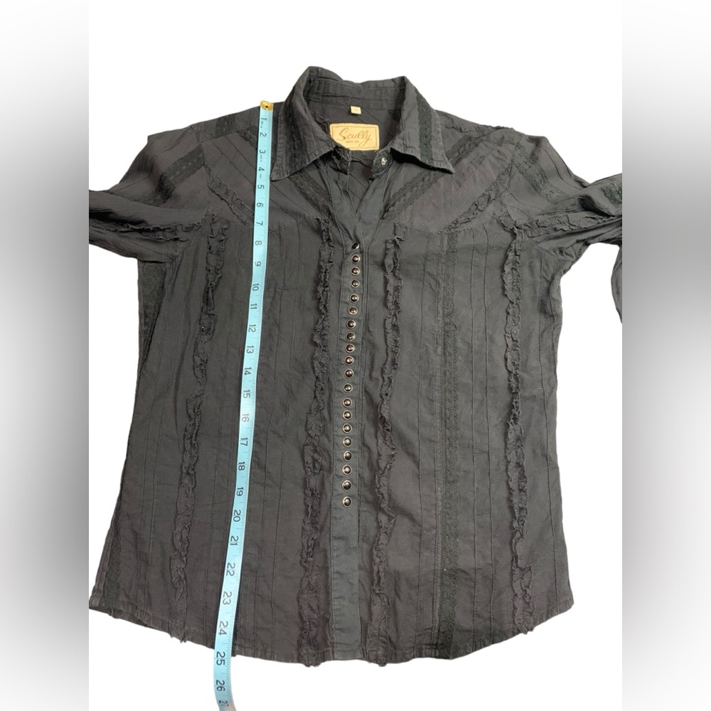 Scully Vintage Womens Small Black Pearl Snap Long Sleeve Western Shirt Blouse - Picture 6 of 12
